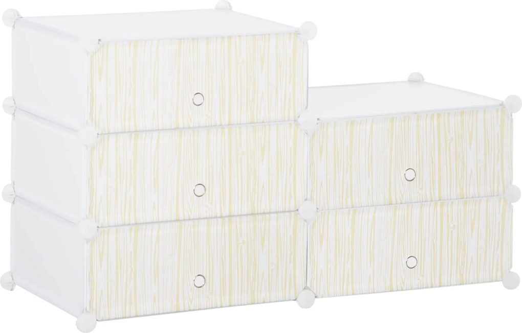 Armário modular para sapatos, móvel de arrumação com 6 cubos empilháveis em plástico, 49 x 36,5 x 108 cm, branco