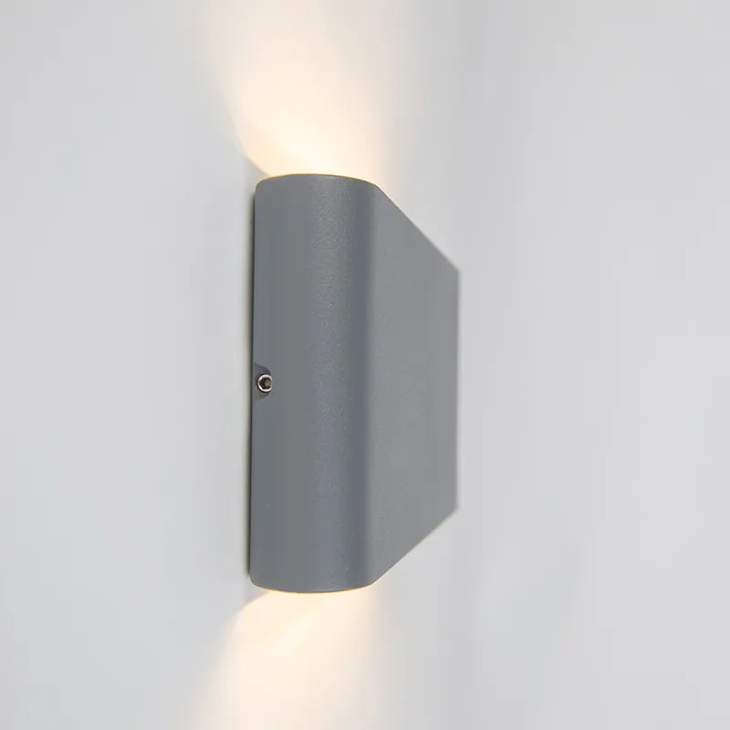 Candeeiro de parede moderno para exterior cinzento escuro 17,5 cm com LED IP65 - Batt Moderno