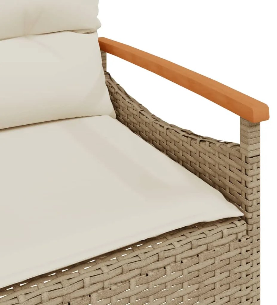 3 pcs conjunto de sofás p/ jardim com almofadões vime PE bege