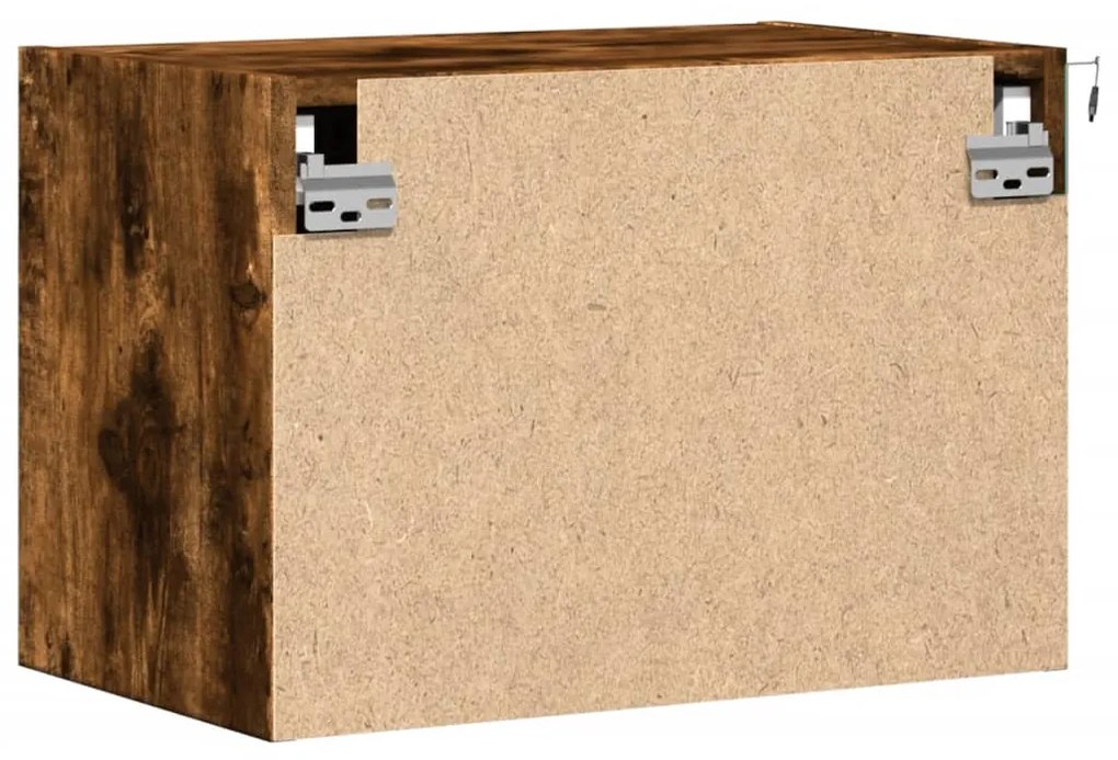 Mesa de cabeceira de parede com luzes LED carvalho fumado