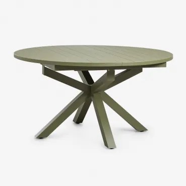 Mesa De Jantar Extensível Em Alumínio Barces 145-200x145 Cm Verde Azeitona Intenso - Sklum