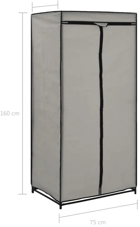 Roupeiro 75x50x160 cm cinzento