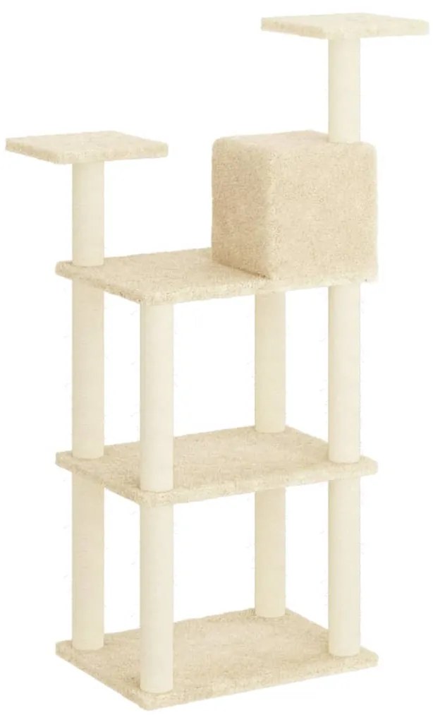 Árvore para gatos c/ postes arranhadores sisal 118,5 cm creme