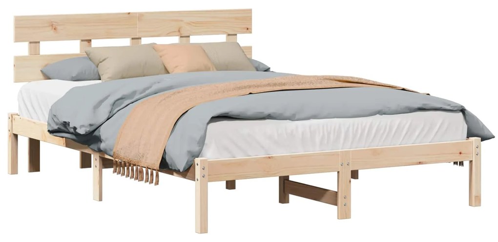 vidaXL Estrutura da Cama Castanho 150 x 200 cm Madeira de pinho maciça