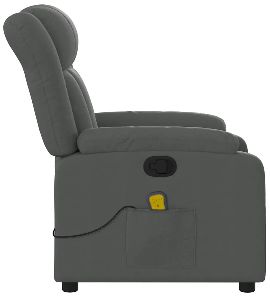 Poltrona de massagens reclinável tecido cinzento-escuro