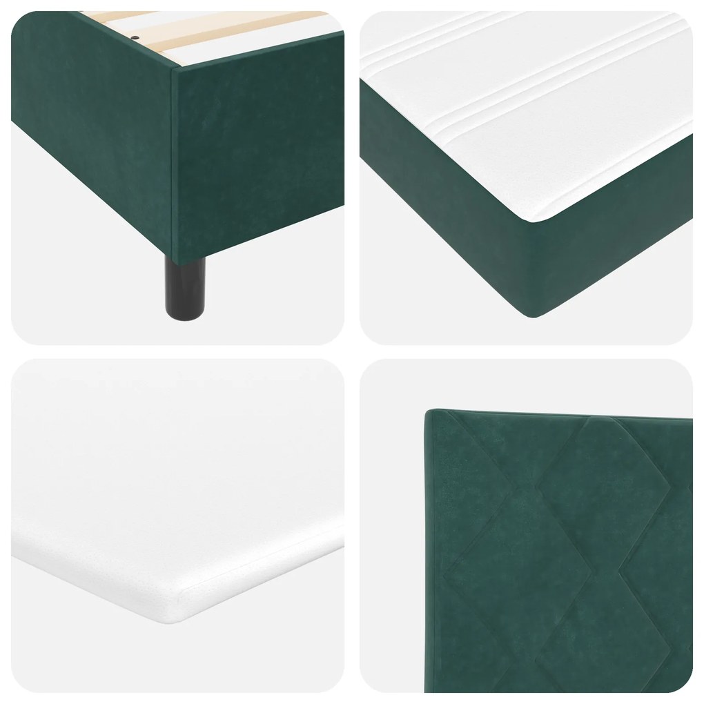 Cama Box com Colchão vidaXL Verde Escuro 140x190 cm Veludo