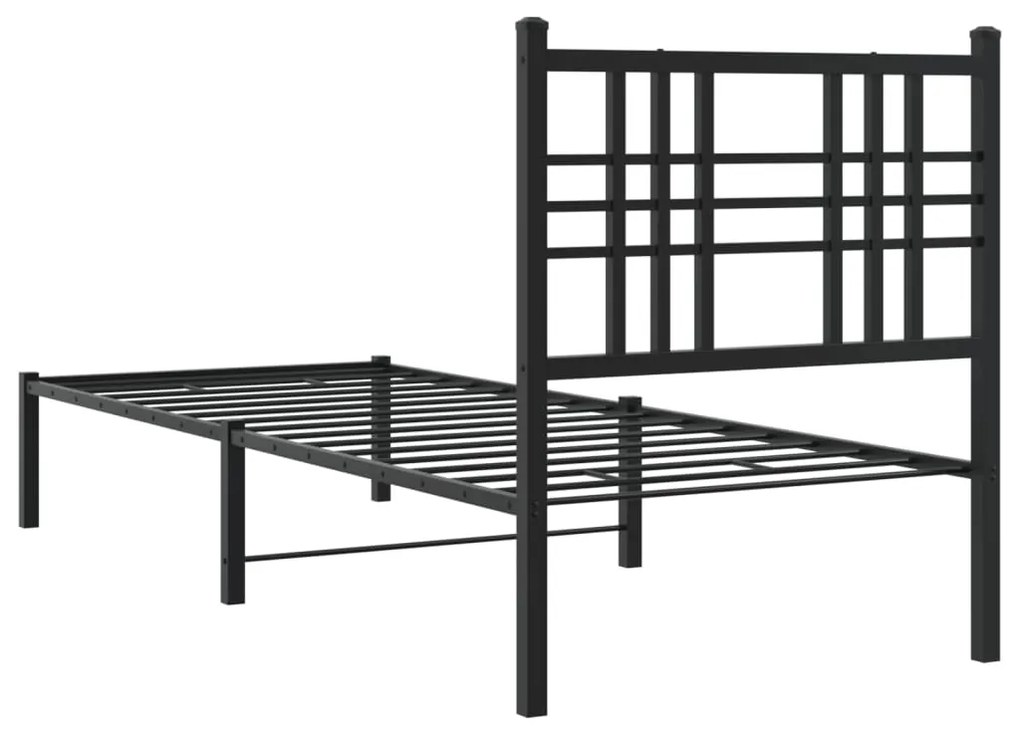 Estrutura de cama metal s/ colchão c/ cabeceira 75x190 cm preto