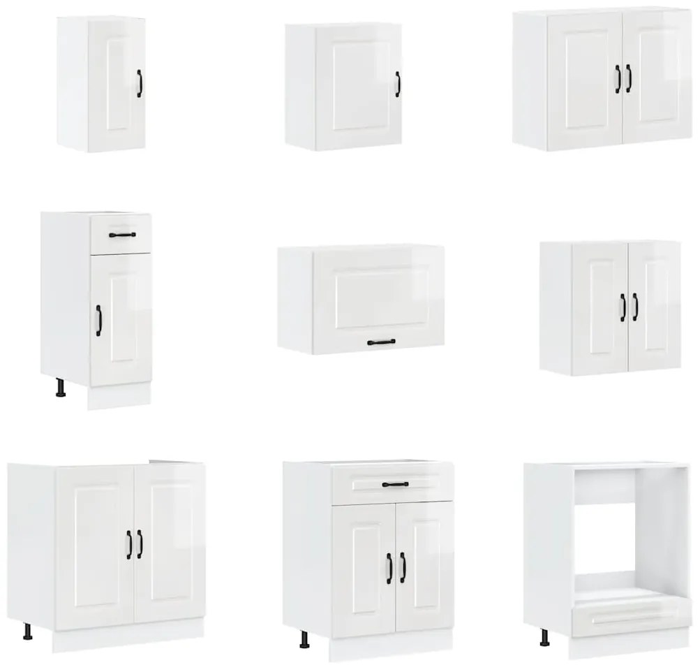 14 peças armário de cozinha conjunto Kalmar brilho branco
