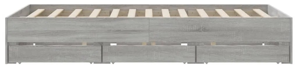 Estrutura de cama c/ gavetas derivados madeira cinza sonoma