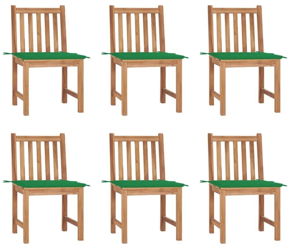 vidaXL Cadeiras de jardim 6 pcs c/ almofadões madeira de teca maciça