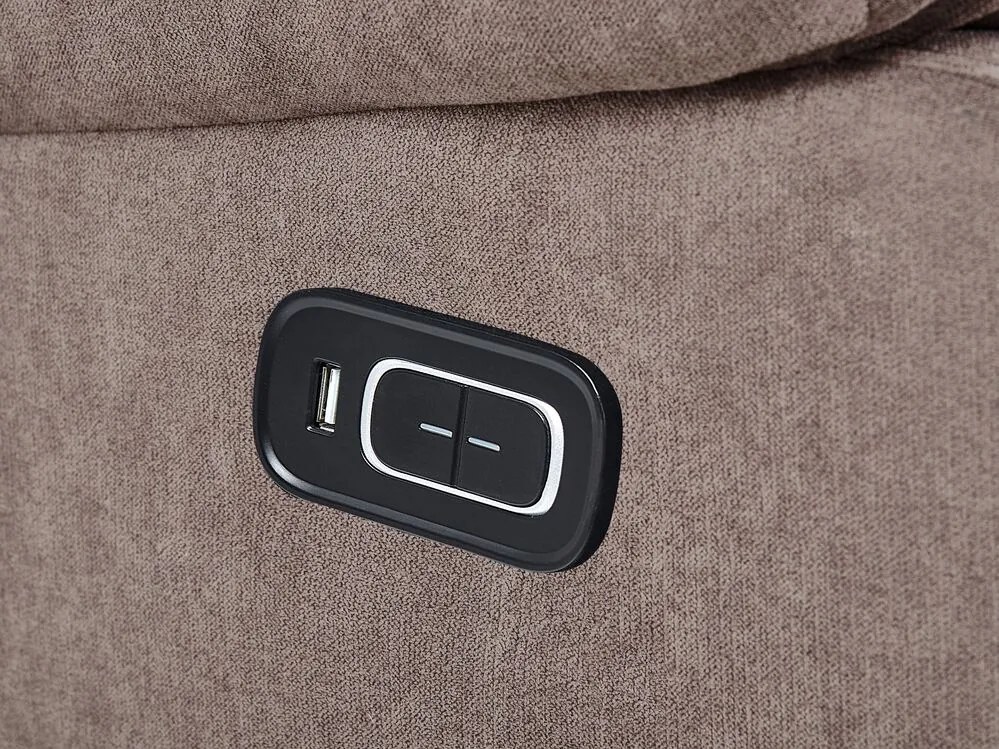 Sofá de canto reclinável elétrico e porta USB em tecido creme ROKKE Beliani