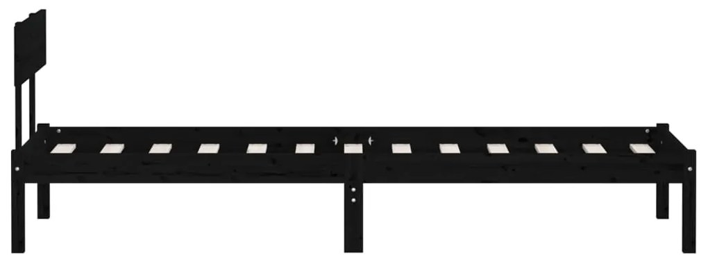 Estrutura de cama solteiro 90x190 cm pinho maciço preto