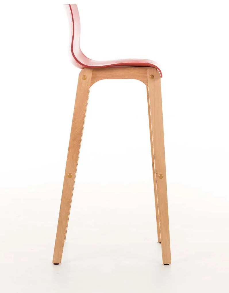 Banco de bar Hoover em plástico e com estrutura de Cor Natural 41 x 101 x 46 cm Vermelho