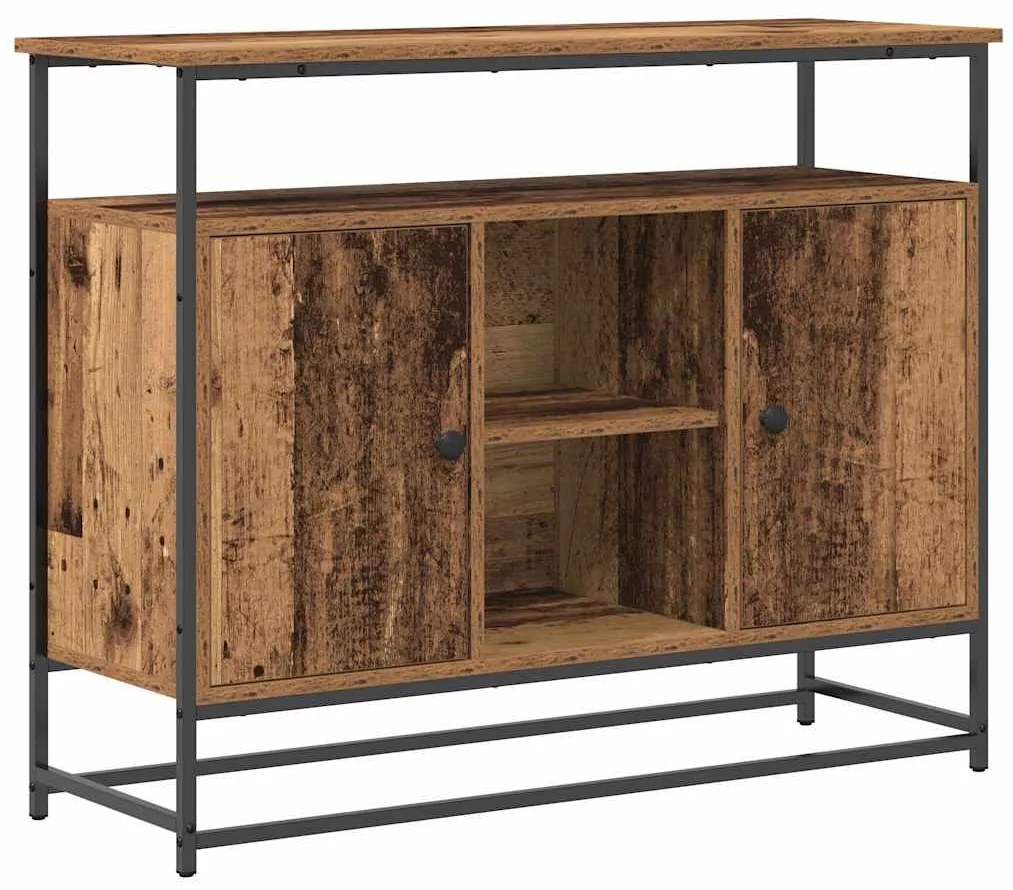Sideboard vidaXL Madeira Velha 100x35x80 cm Aglomerado e Aço
