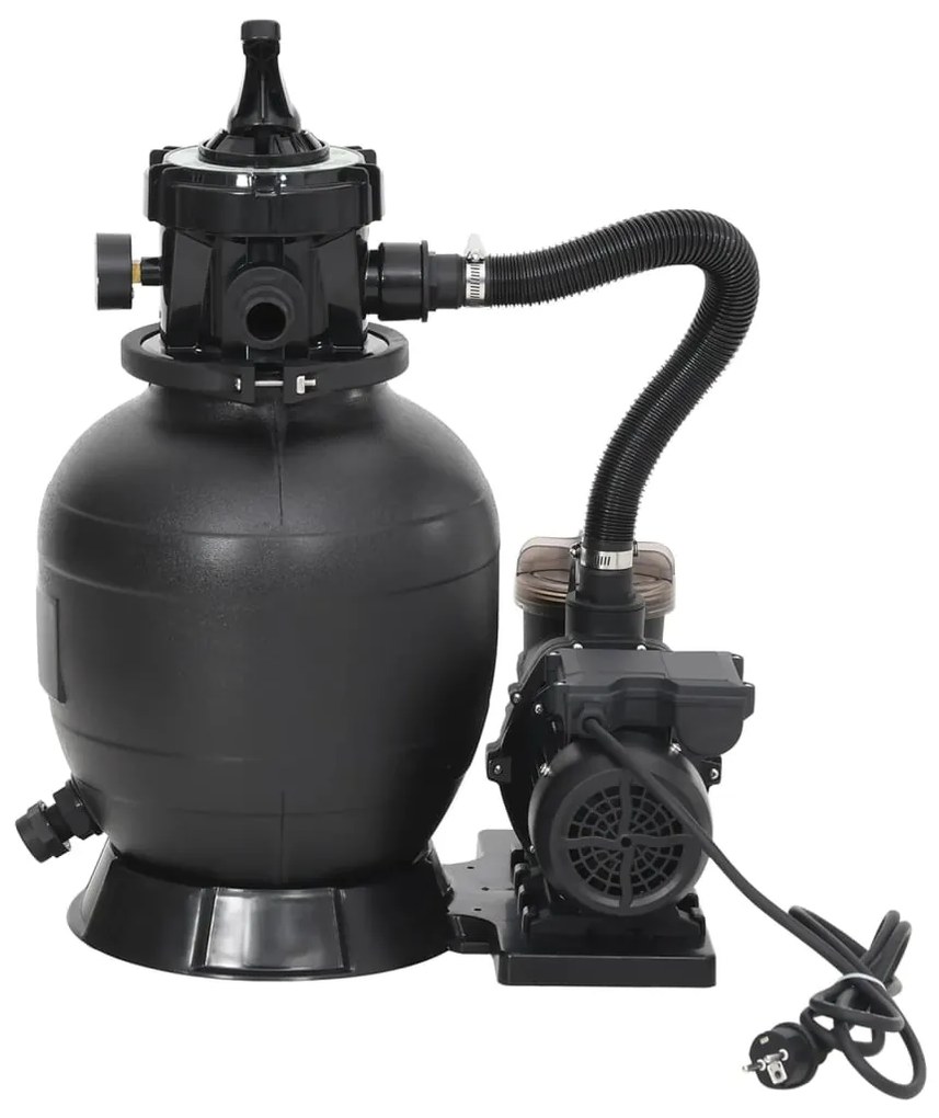 Filtro de areia para piscina com pré-filtro preto