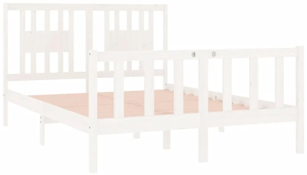 Estrutura de cama casal 135x190 cm madeira maciça branco