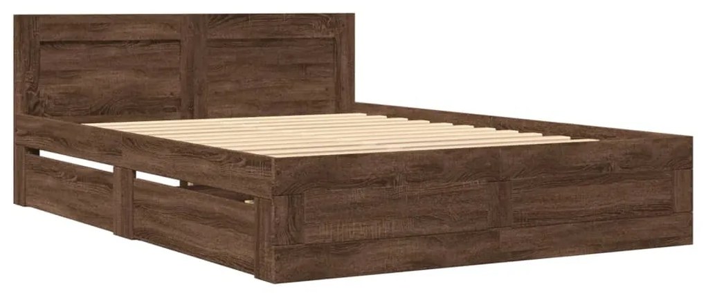 Estrutura cama c/ cabeceira derivados madeira carvalho castanho