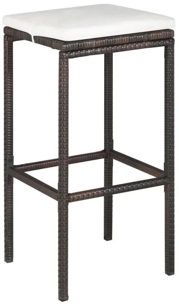 5 pcs conjunto de bar p/ jardim com almofadões vime PE castanho