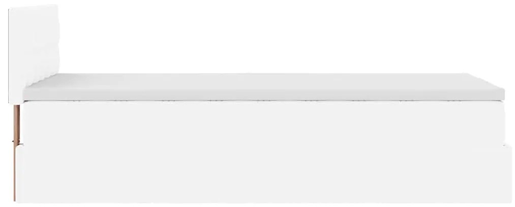 Estrutura de cama otomana com colchão 100x200 cm branco puro