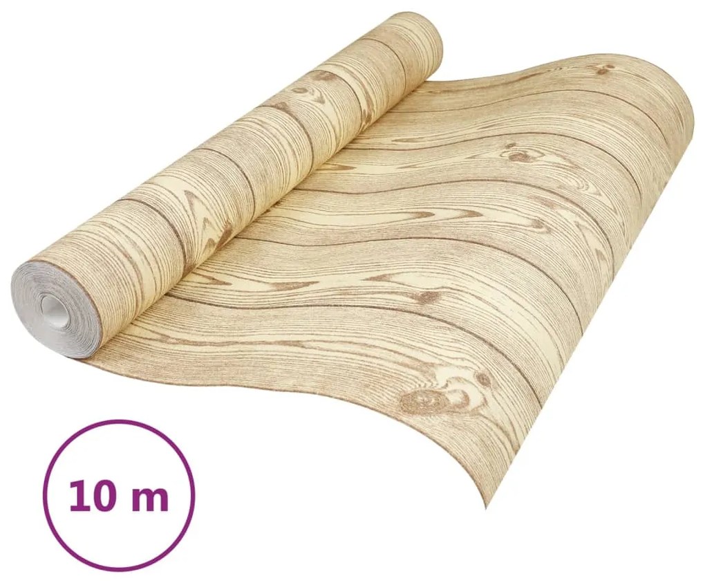 Papel parede 3D grão de madeira 10x0,53 m não-tecido castanho