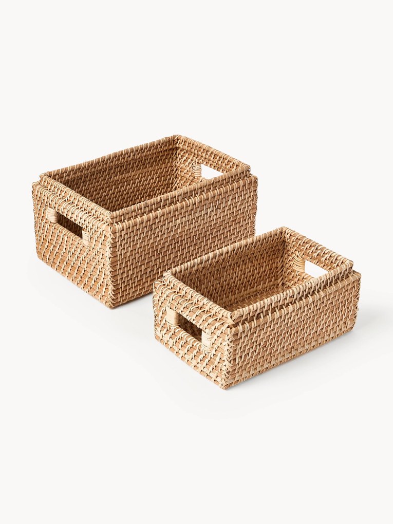 Cestos de arrumação com tampa Lurdes, conjunto de 2