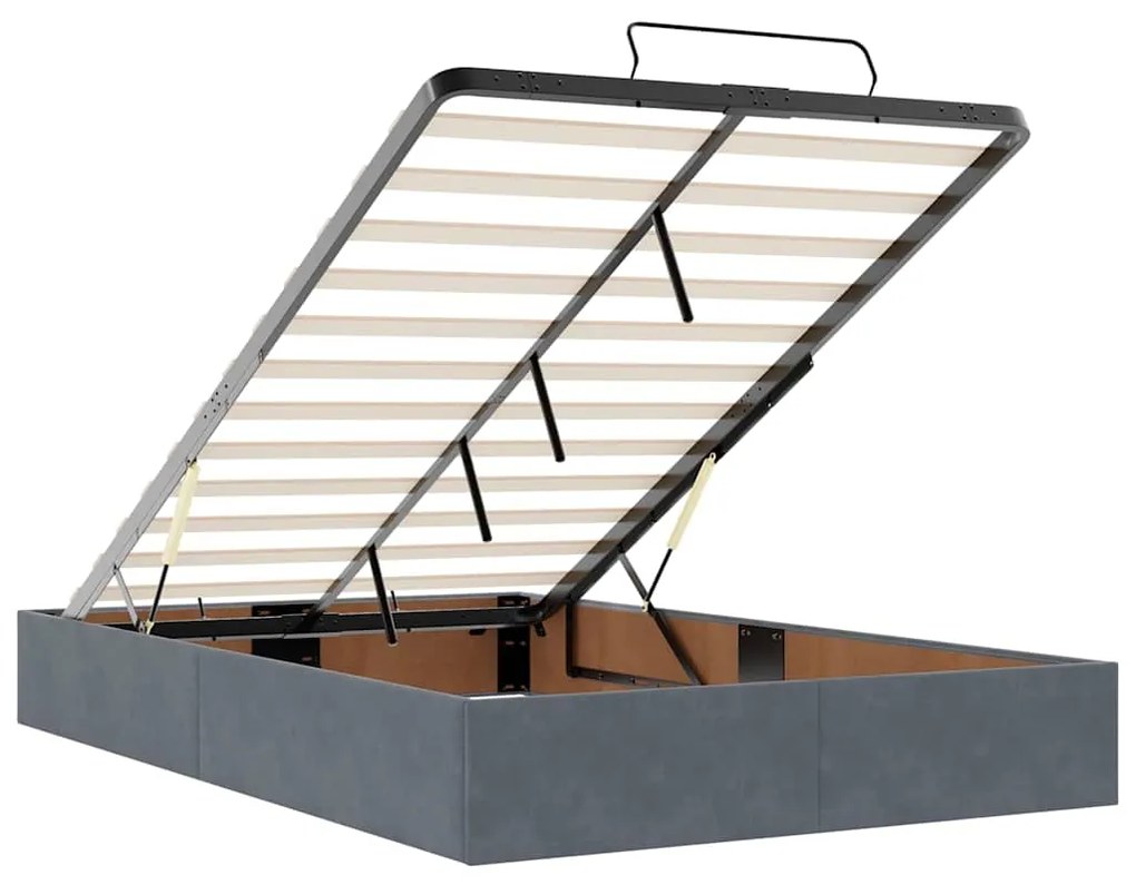 Cama otomana com colchão 120x190 cm veludo cinzento-escuro
