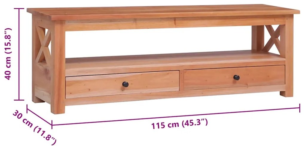 Móvel de TV 115x30x40 cm madeira de mogno maciça