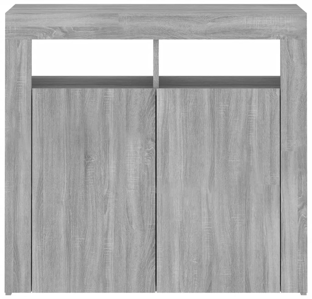 Aparador com luzes LED 80x35x75 cm cinzento sonoma