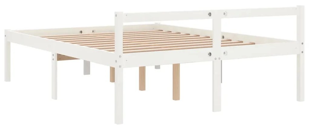 Estrutura de cama 160x200 cm pinho maciço branco