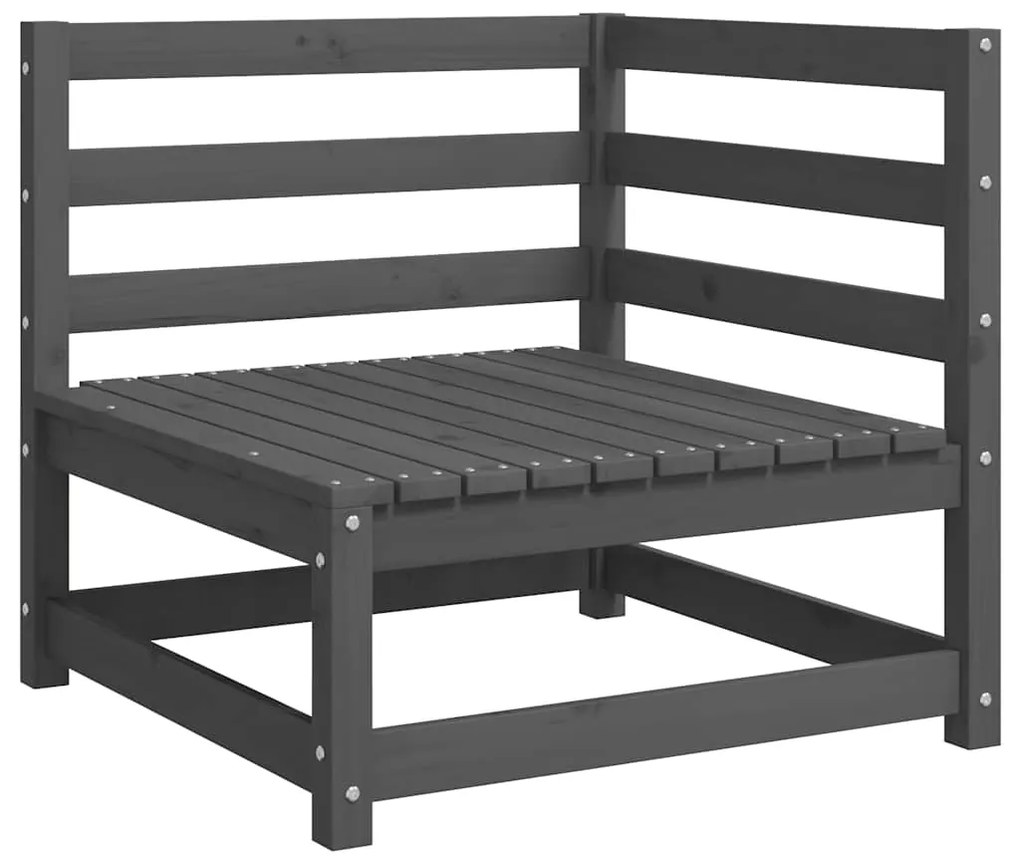 2 pcs conj. lounge de jardim c/ almofadões pinho maciço cinza