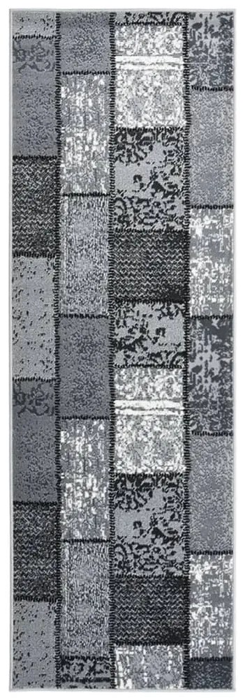 vidaXL Passadeira c/ padrão de blocos 80x250 cm polipropileno cinzento