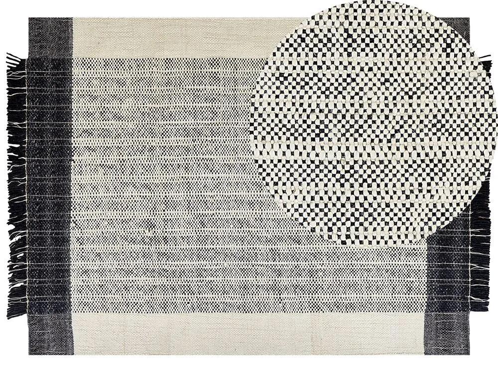Tapete de lã preta e branca 160 x 230 cm KETENLI Beliani