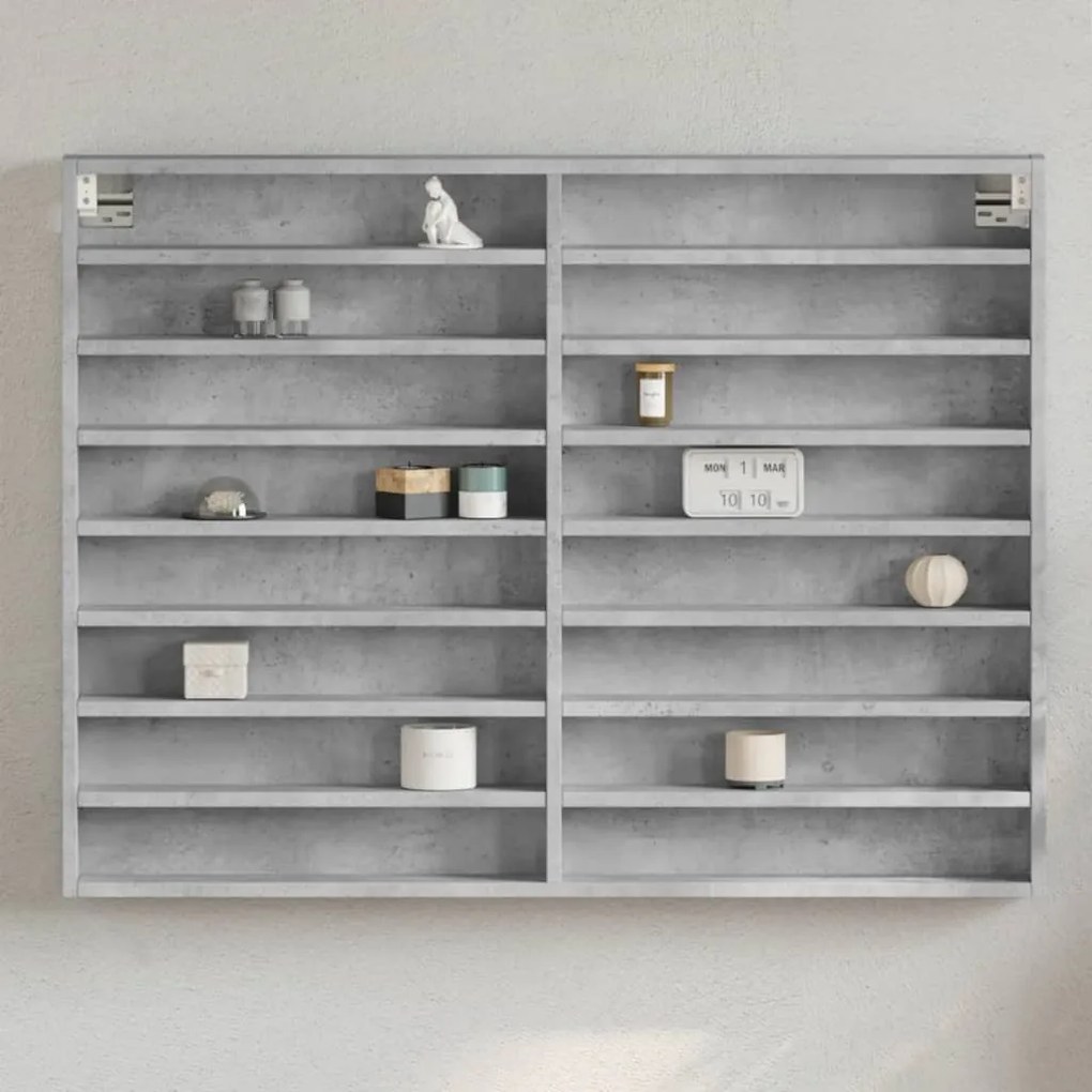 vidaXL Armário vitrine 100x8,5x75cm derivados de madeira cinza cimento