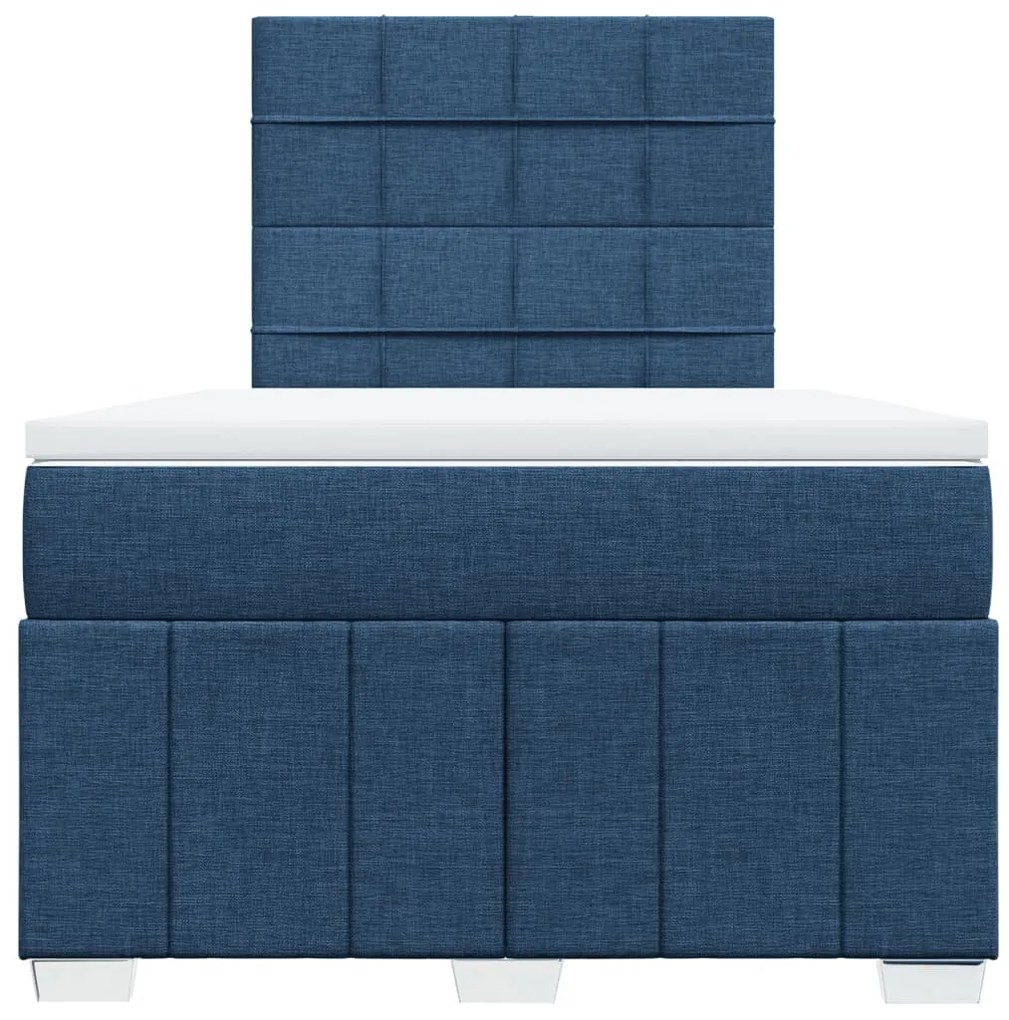 Cama boxspring com colchão 120x190 cm tecido azul