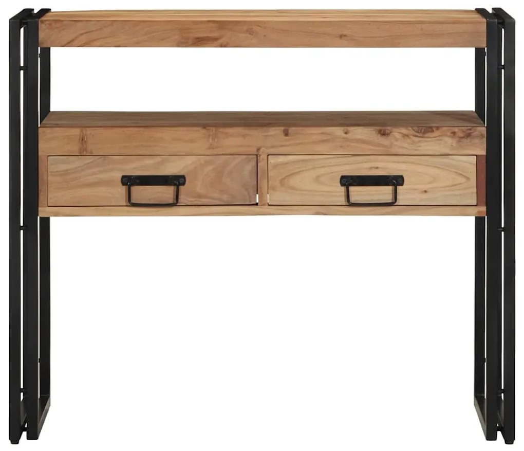 Mesa de Console vidaXL Preta 90x33x75 cm em Madeira de Acácia Sólida e