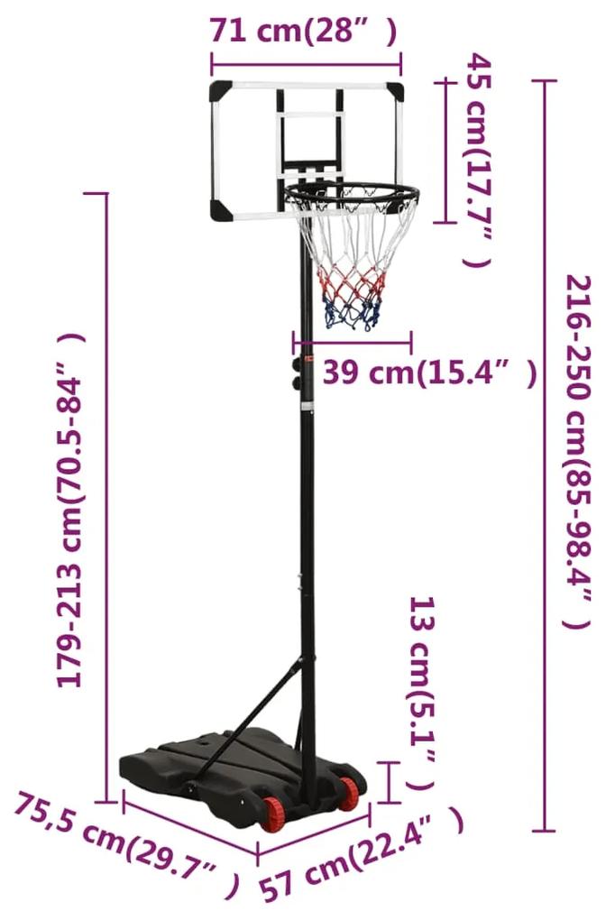 Tabela de basquetebol 216-250 cm policarbonato transparente