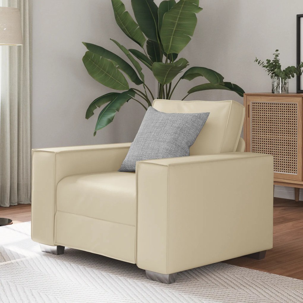 Cadeira Sofá vidaXL Creme 59 cm Poliéster