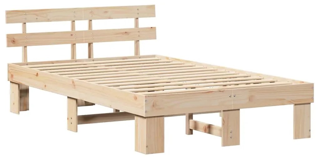 Estrado de Cama com Cabeceira 120x200 cm Madeira Maciça Pinho