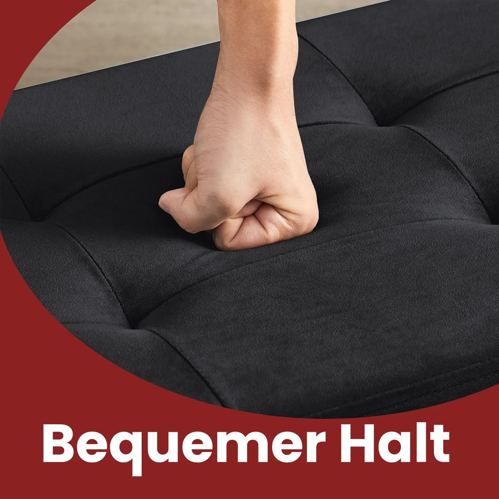 Banco com espaço de arrumação em veludo 38 x 38 x 38 cm preto