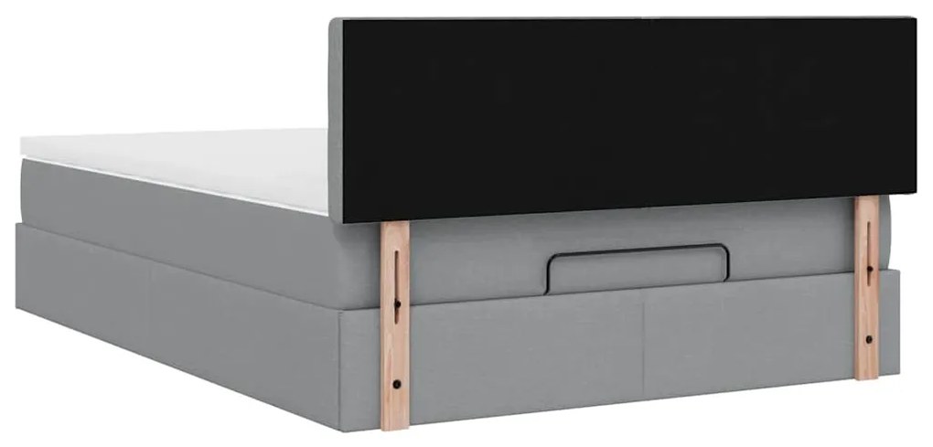 Estrutura cama otomana colchão 140x200cm tecido cinzento claro