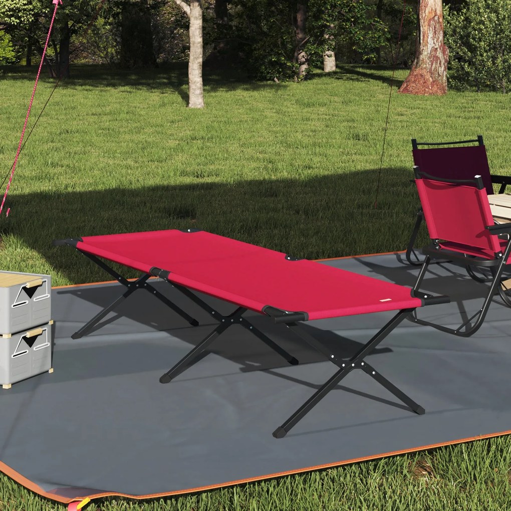 Cama de Sol Dobrável com Bolsa de Transporte Vermelha Tecido Oxford 60