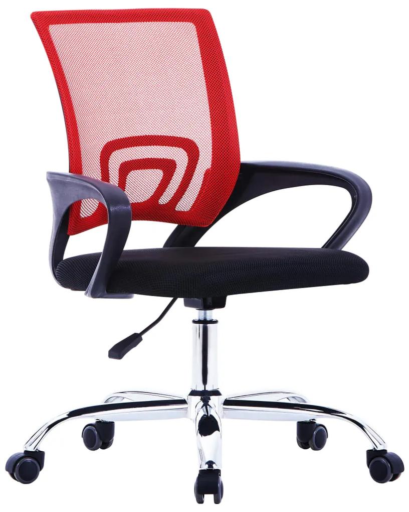 20185 vidaXL Cadeira de escritório com encosto em malha tecido vermelho