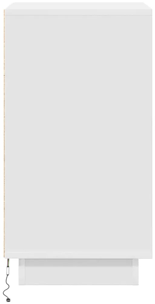 Mesa de cabeceira com luzes LED 38x34x65 cm branco