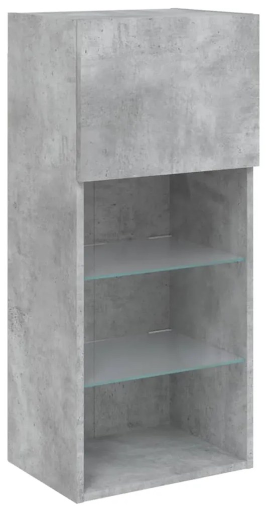 Móvel de TV com luzes LED 40,5x30x90 cm cinzento cimento
