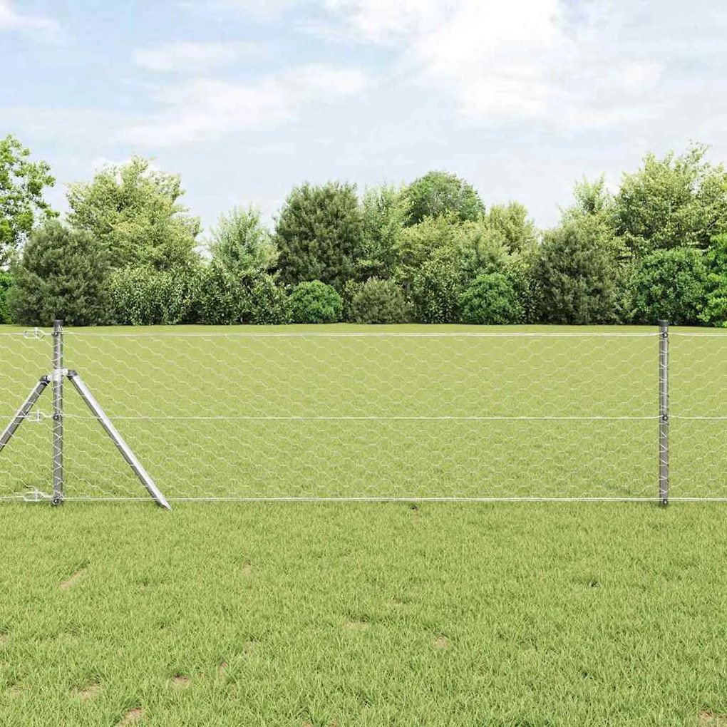 vidaXL Cerca Hexagonal 0,6x10 m Aço Galvanizado