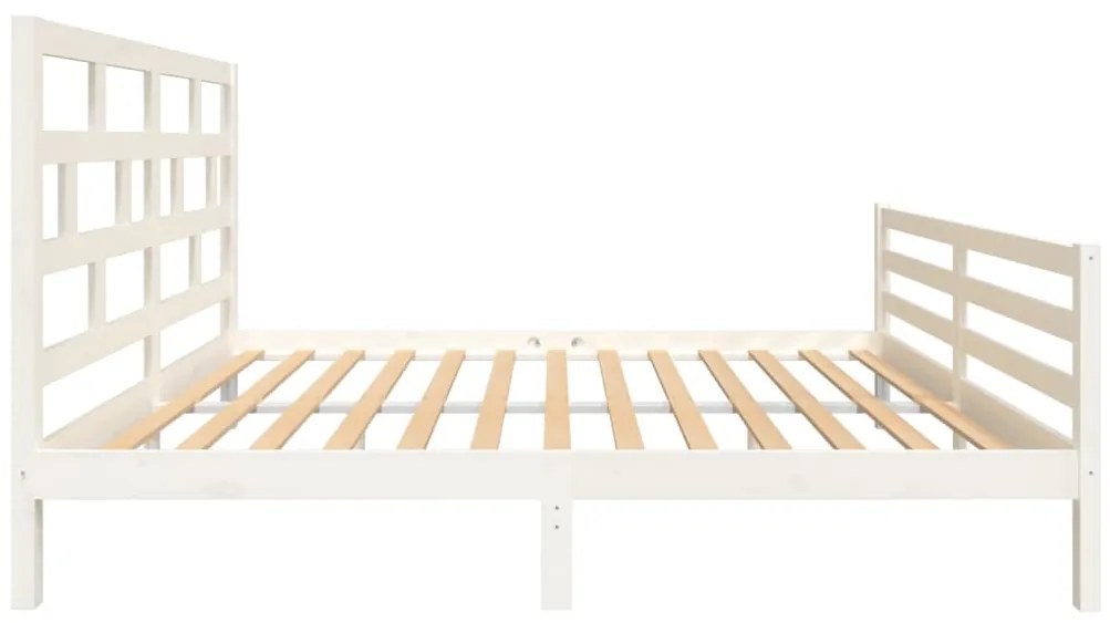 Estrutura de cama king 150x200 cm madeira maciça branco