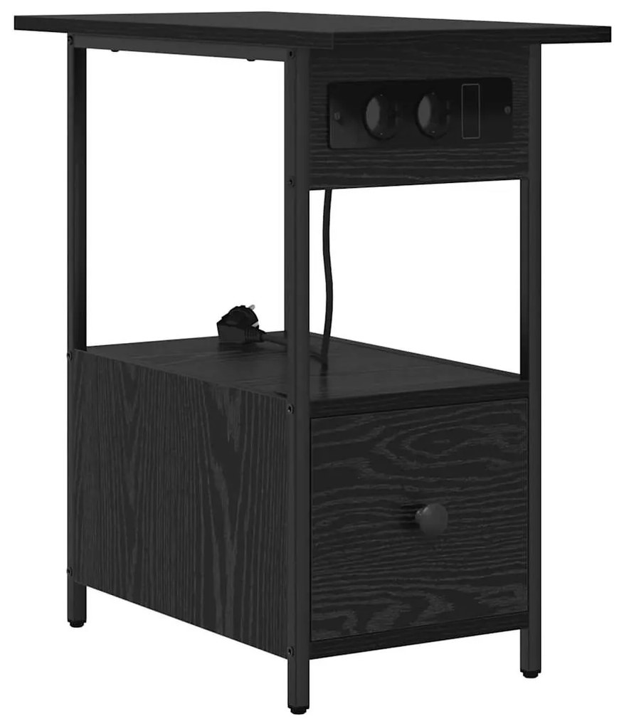 Armário de Cabeceira com gaveta Carvalho preto 60 x 30 x 61 cm