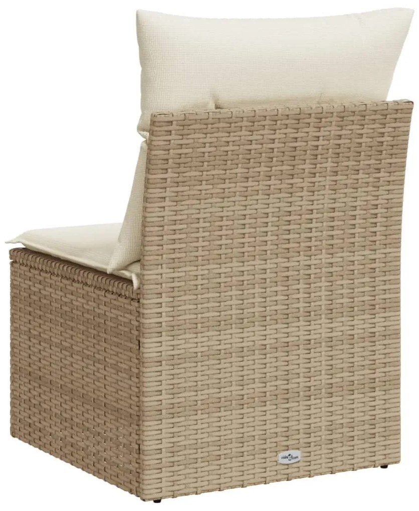 Sofá de jardim sem braços com almofadões vime PE bege
