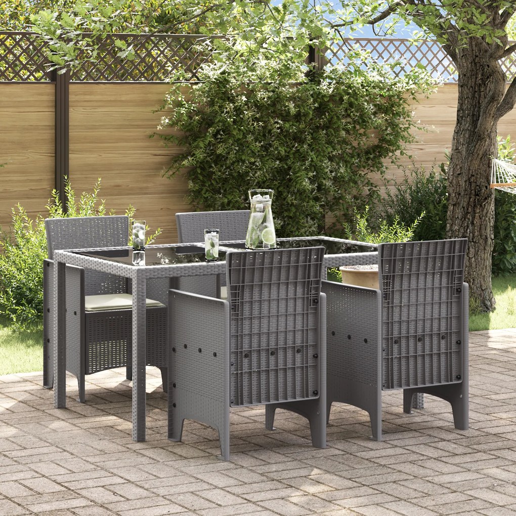 vidaXL Cadeiras de Jardim Conjunto de 4 Cinza Claro de Rattan Sintético