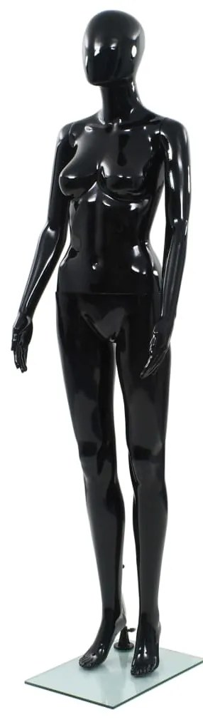 Manequim feminino completo base em vidro 175 cm preto brilhante